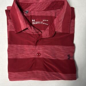 Under Armour Heat Gear Polo Men's Large Burgundy Short Sleeve